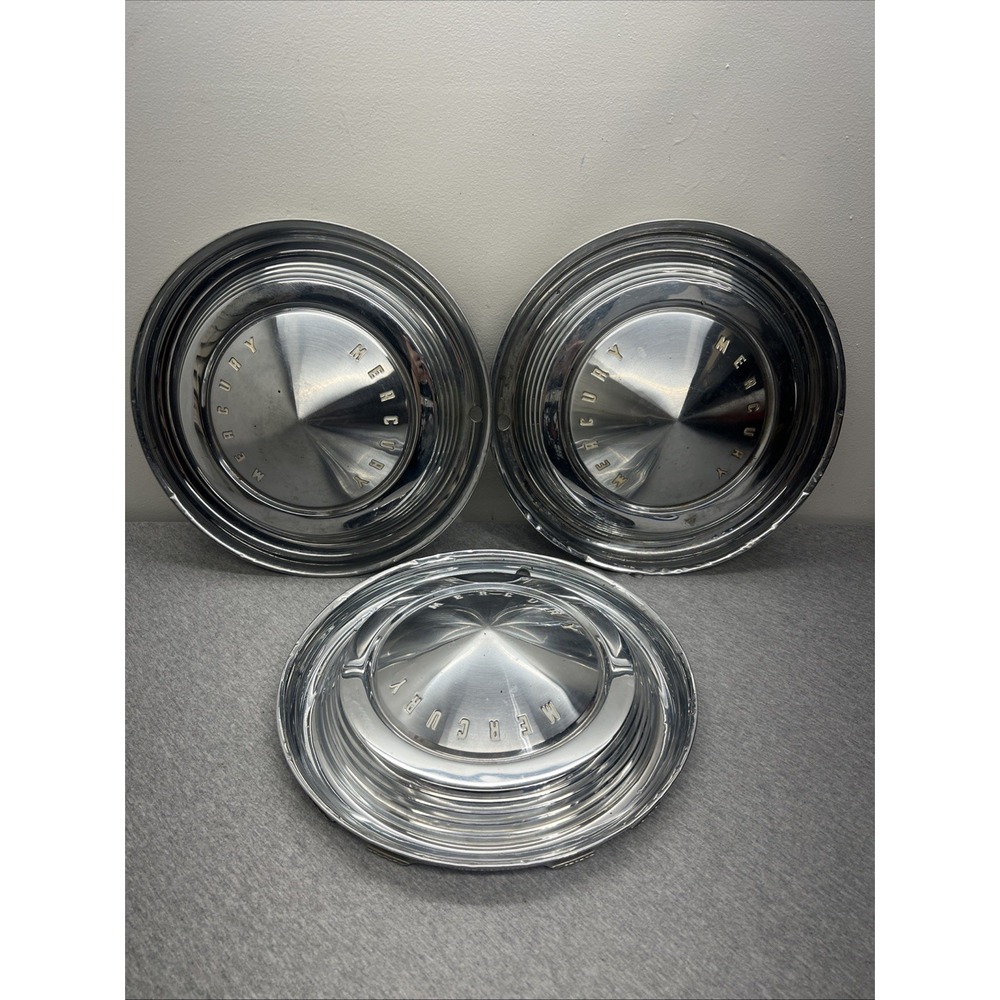 3 Vintage 1960's Mercury 14" Hubcaps Wheel Cover Original OEM